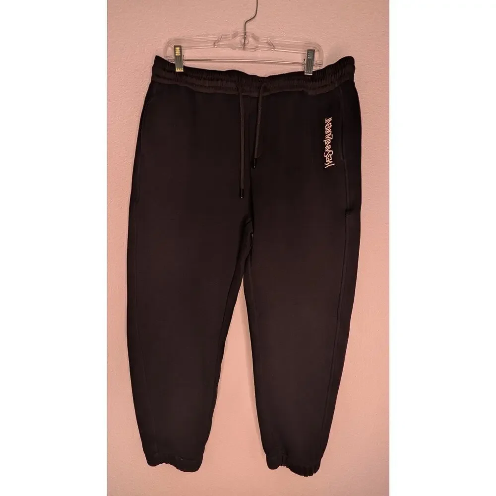 Yves St Laurent YSL Logo Embroidered Men's Joggers 36 Luxury Designer Sweatpants - Picture 3 of 8